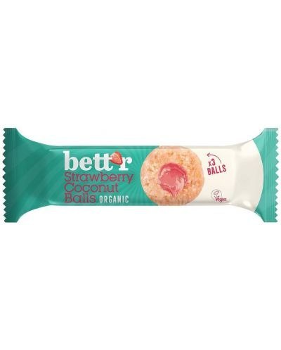 KULKI KOKOSOWE Z NADZIENIEM TRUSKAWKOWYM BEZGLUTENOWE BIO (3 x 15 g) 45 g - BETT'R