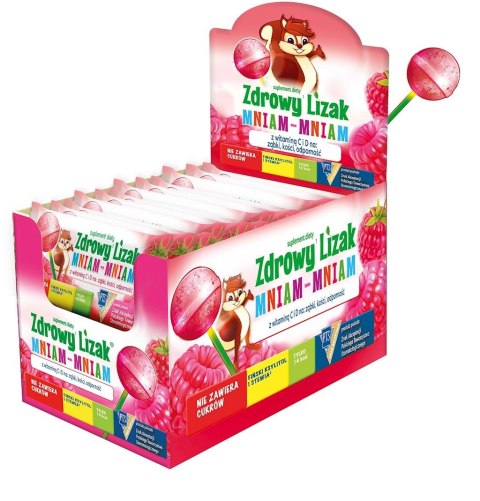 LIZAK KULKA O SMAKU MALINOWYM Z WITAMINĄ D I C BEZ CUKRU BEZGLUTENOWY 6 g - MNIAM MNIAM STARPHARMA