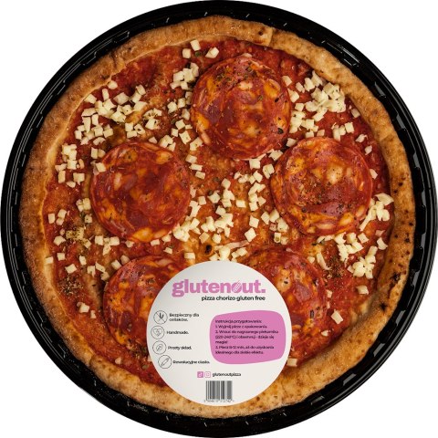 PIZZA Z SEREM MOZZARELLA I KIEŁBASĄ CHORIZO BEZGLUTENOWA 330 g - GLUTEN OUT