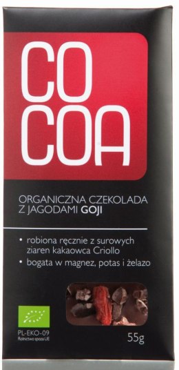 Przecena CZEKOLADA SUROWA Z JAGODAMI GOJI BIO 50 g - COCOA