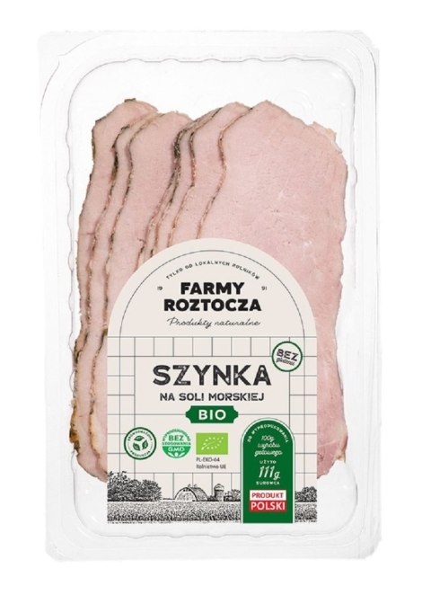 SZYNKA NA SOLI MORSKIEJ PLASTRY BIO 100 g - FARMY ROZTOCZA (NA ZAMÓWIENIE)