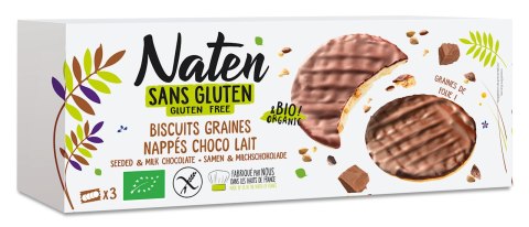 CIASTKA Z NASIONAMI OBLANE CZEKOLADĄ MLECZNĄ BEZGLUTENOWE BIO 150 g - NATEN