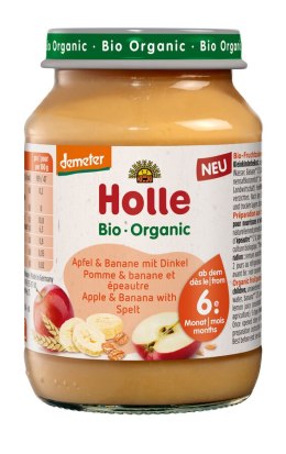 JABŁKO - BANAN Z ORKISZEM BEZ DODATKU CUKRÓW OD 6 MIESIĄCA DEMETER BIO 190 g (SŁOIK) - HOLLE