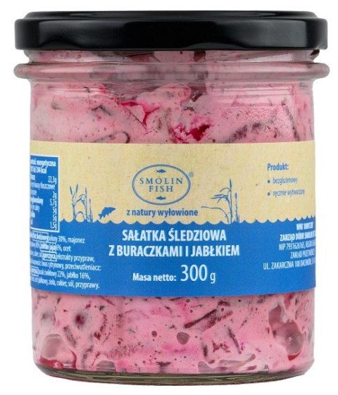 SAŁATKA ŚLEDZIOWA Z BURACZKIEM I JABŁKIEM 300 g - SMOLIN FISH (NA ZAMÓWIENIE)