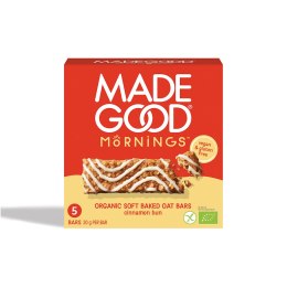 BATONY OWSIANE SOFT Z CYNAMONEM W POLEWIE WANILIOWEJ BEZGLUTENOWE BIO (5 x 30 g) 150 g - MADEGOOD MORNINGS