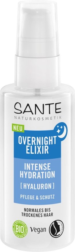 ELIKSIR NA NOC INTENSYWNIE NAWILŻAJĄCY DO WŁOSÓW NORMALNYCH I SUCHYCH Z KWASEM HIALURONOWYM I ALOESEM ECO 75 ml - SANTE