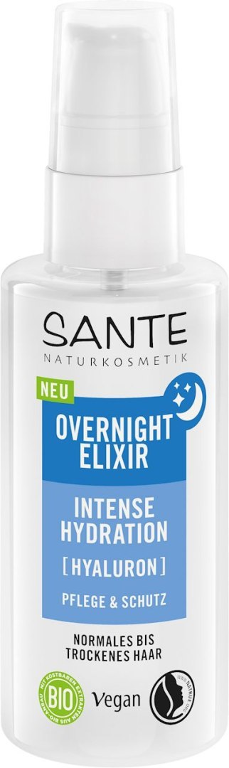 ELIKSIR NA NOC INTENSYWNIE NAWILŻAJĄCY DO WŁOSÓW NORMALNYCH I SUCHYCH Z KWASEM HIALURONOWYM I ALOESEM ECO 75 ml - SANTE