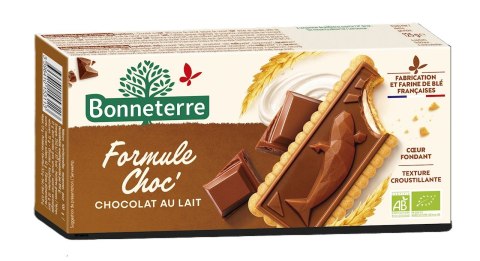 HERBATNIKI Z CZEKOLADĄ Z NADZIENIEM MLECZNYM BIO 125 g - BONNETERRE