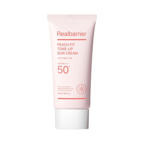 KREM PRZECIWSŁONECZNY KOREAŃSKI NAWILŻAJĄCO - ROZŚWIETLAJĄCY DO TWARZY PEACH FIT TONE-UP SPF 50 50 ml - REAL BARRIER