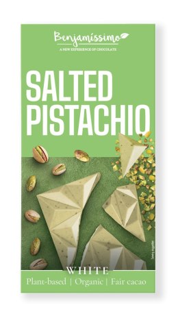 TABLICZKA KAKAOWA PISTACJE - SÓL HIMALAJSKA BEZGLUTENOWA BIO 60 g - BENJAMISSIMO
